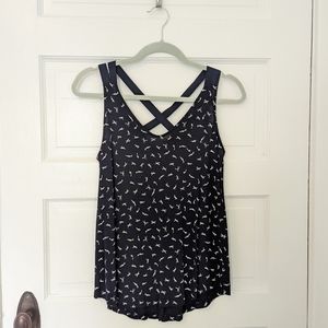 Navy and white cross back tank | sz S Small | Maurice's
